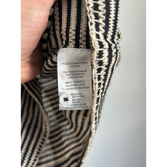 Z SUPPLY Women's Monaco Crochet Top Black White Striped Large - Picture 6 of 8